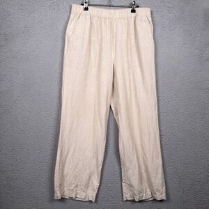 Loft Pants Womens M Beige Linen Blend Vacation Resort Coastal Beachy Lagenlook
